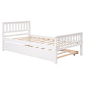 Twin Bed With Trundle, Platform Bed Frame With Headboard And Footboard, For Bedroom Small Living Space,No Box Spring Needed,White Old Sku:W50422211 Twin White Pine