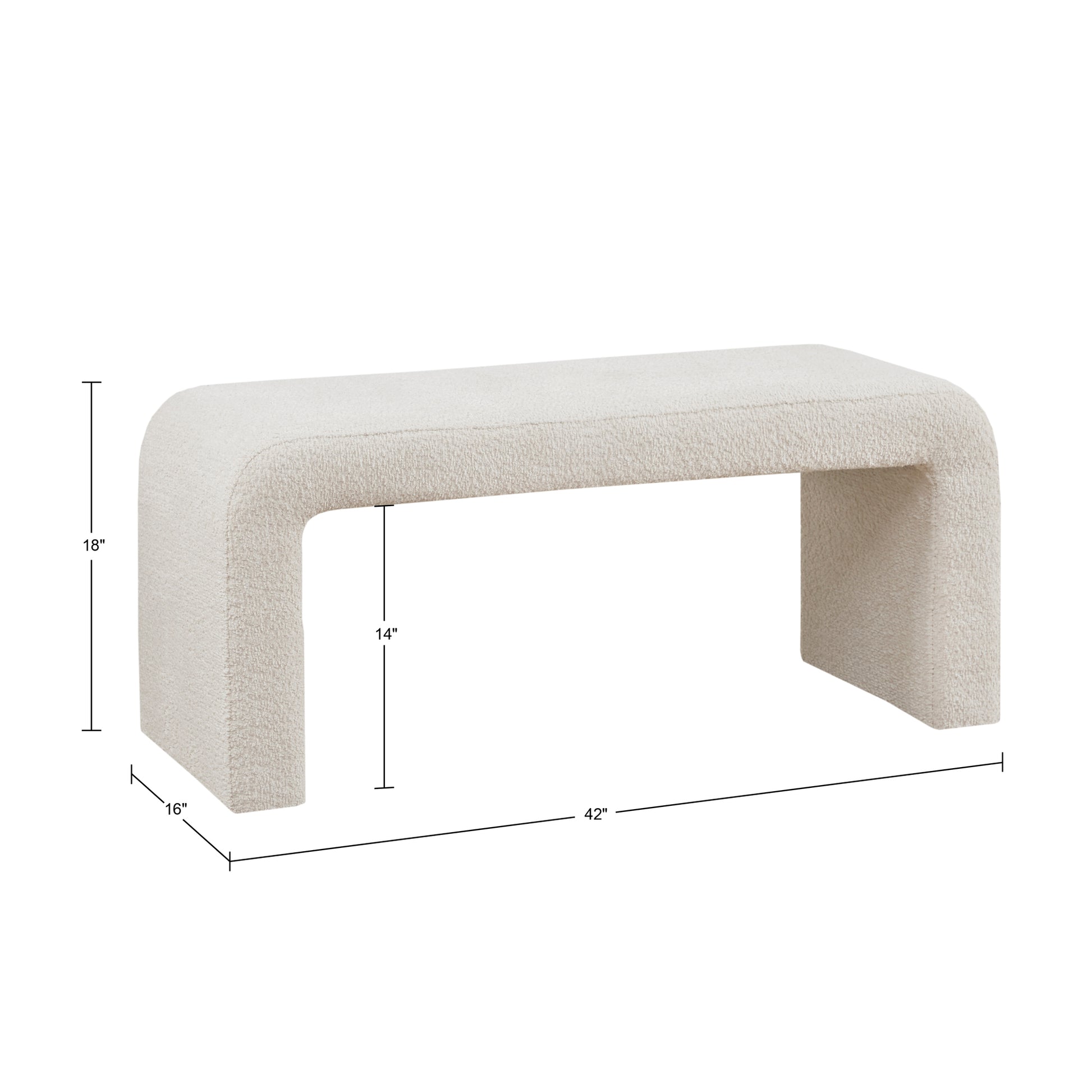 Boucle Waterfall Bench Cream Polyester