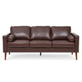 Small Sofa Couch 76.97 In . Brown 3 Seat Comfy Couches For Living Room, Mid Century Modern Couch With Iron Wood Structuresoft Cushion Sofa For Home Office Apartment Brown Foam Pu