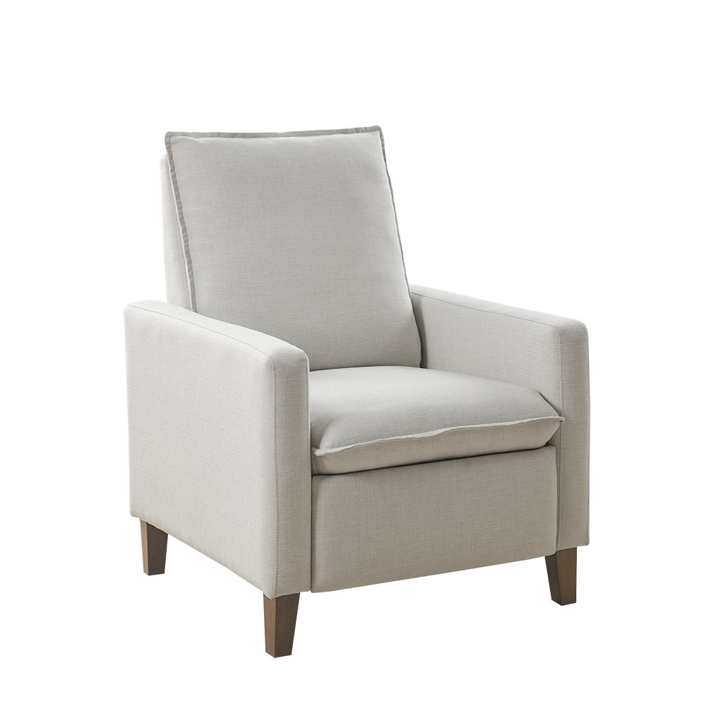 Upholstered Manual Push Back Recliner Ivory Polyester