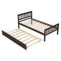 Twin Bed With Trundle, Platform Bed Frame With Headboard And Footboard, For Bedroom Small Living Space,No Box Spring Needed,Espresso Old Sku:W50440557 Twin Espresso Pine