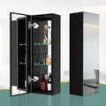 30X10 Inch Medicine Cabinets Aluminum Bathroom Medicine Cabinet Adjustable Glass Shelves Black Black Modern Aluminium