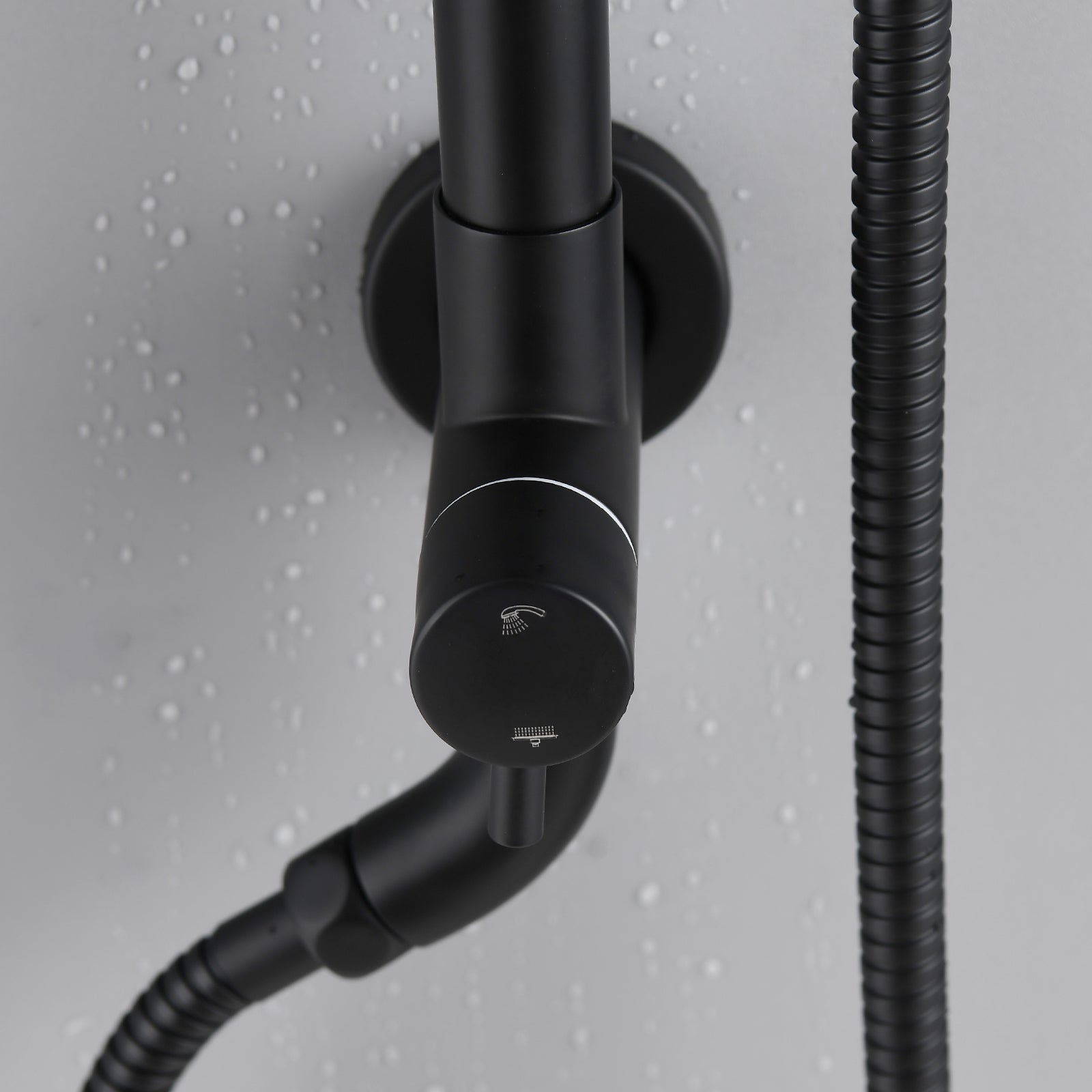 Shower Head With Handheld Shower System With 8" Rainfall Shower Head, Dual Shower Combo Matte Black Brass