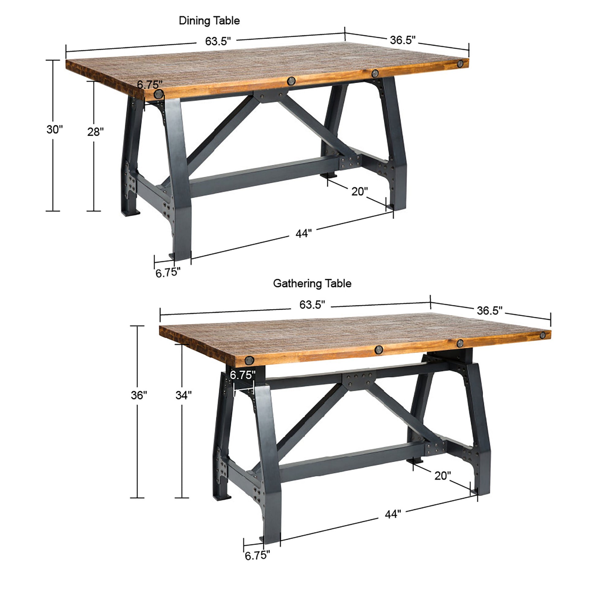 Dining Gathering Table Walnut Solid Wood