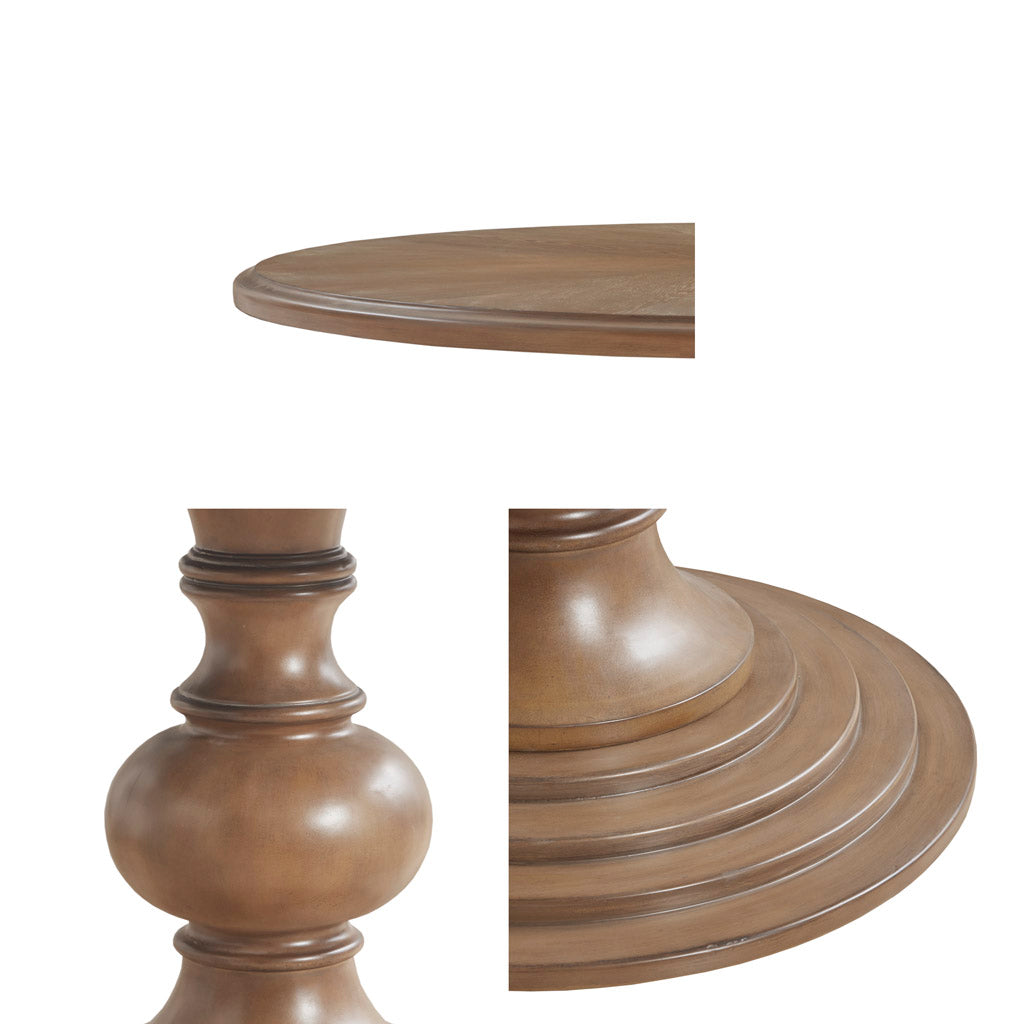 Lexi 46" Round Pedestal Dining Table Walnut Wood