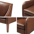Faux Leather Accent Chair Brown Polyester