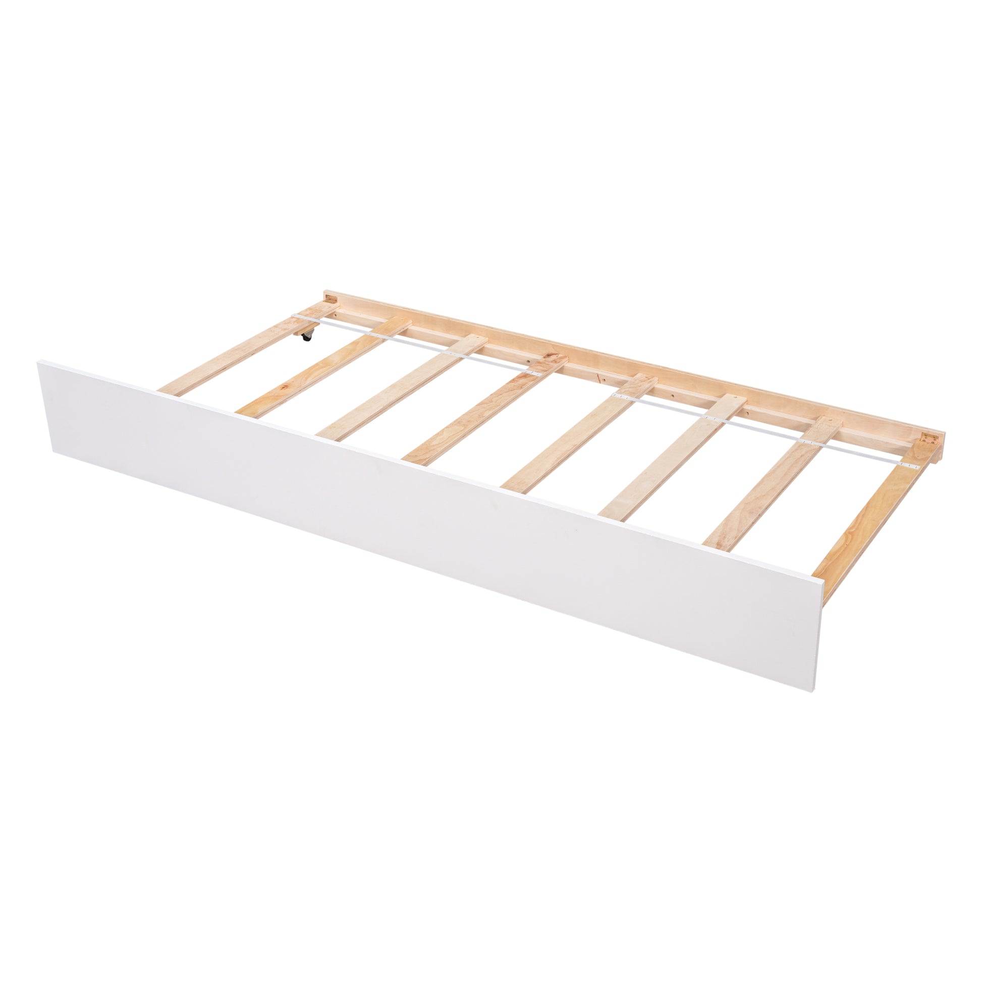 Twin Bed With Trundle, Platform Bed Frame With Headboard And Footboard, For Bedroom Small Living Space,No Box Spring Needed,White Old Sku:W50422211 Twin White Pine