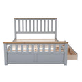 Queen Size Wood Platform Bed With Two Drawers And Wooden Slat Support,Gray Natrual Gray Wood
