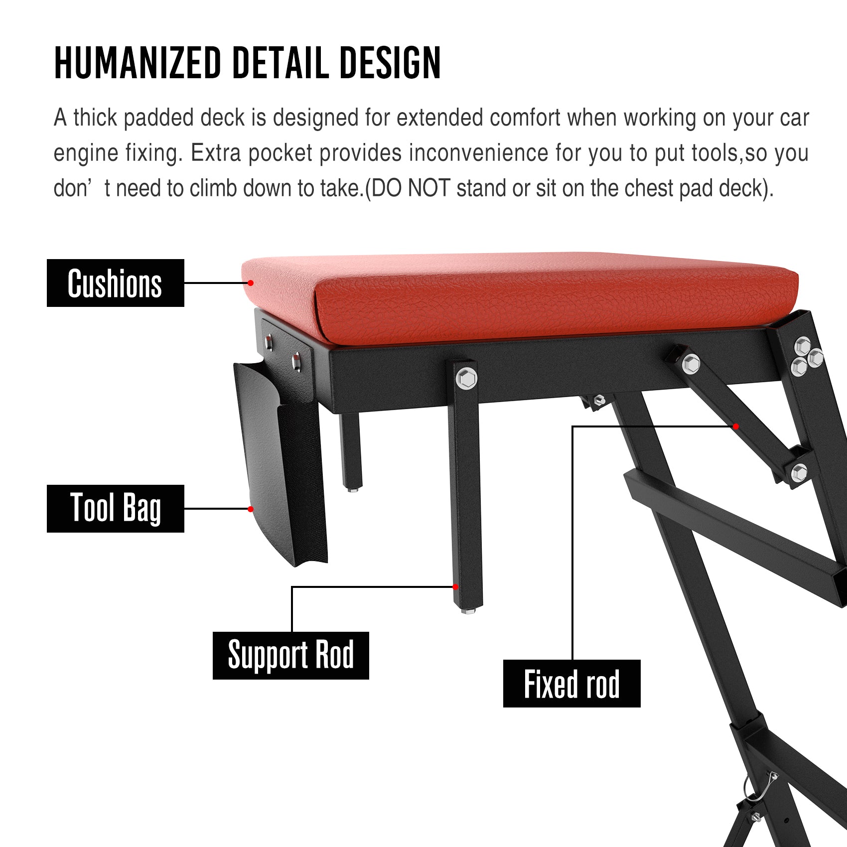 Foldable Rolling Topside Creeper For Automotive Engine Top For Home, Garage, Workshop Repair Maintenance Mechanic Red Red Iron Plastic