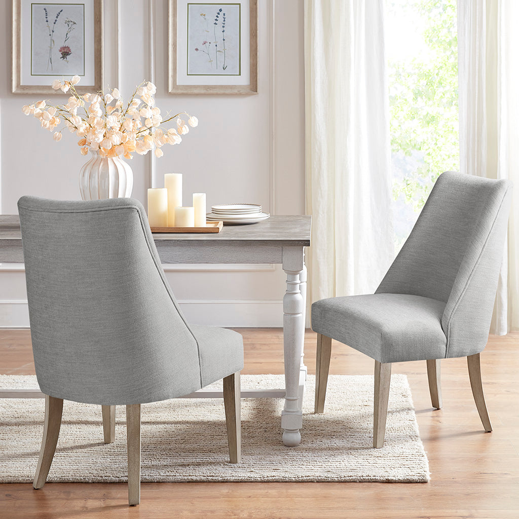 Upholstered Dining Chair Set Of 2 Light Grey Polyester