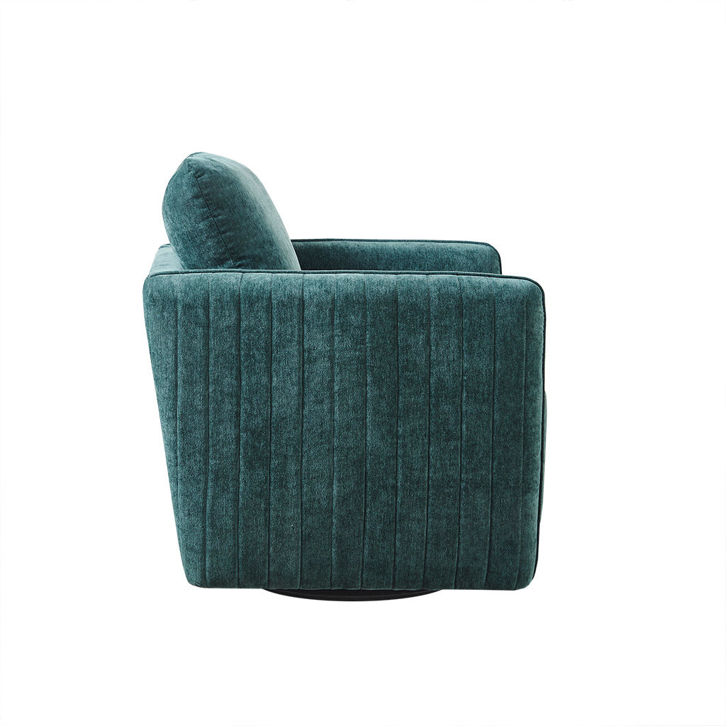 Upholstered 360 Degree Swivel Chair Green Polyester