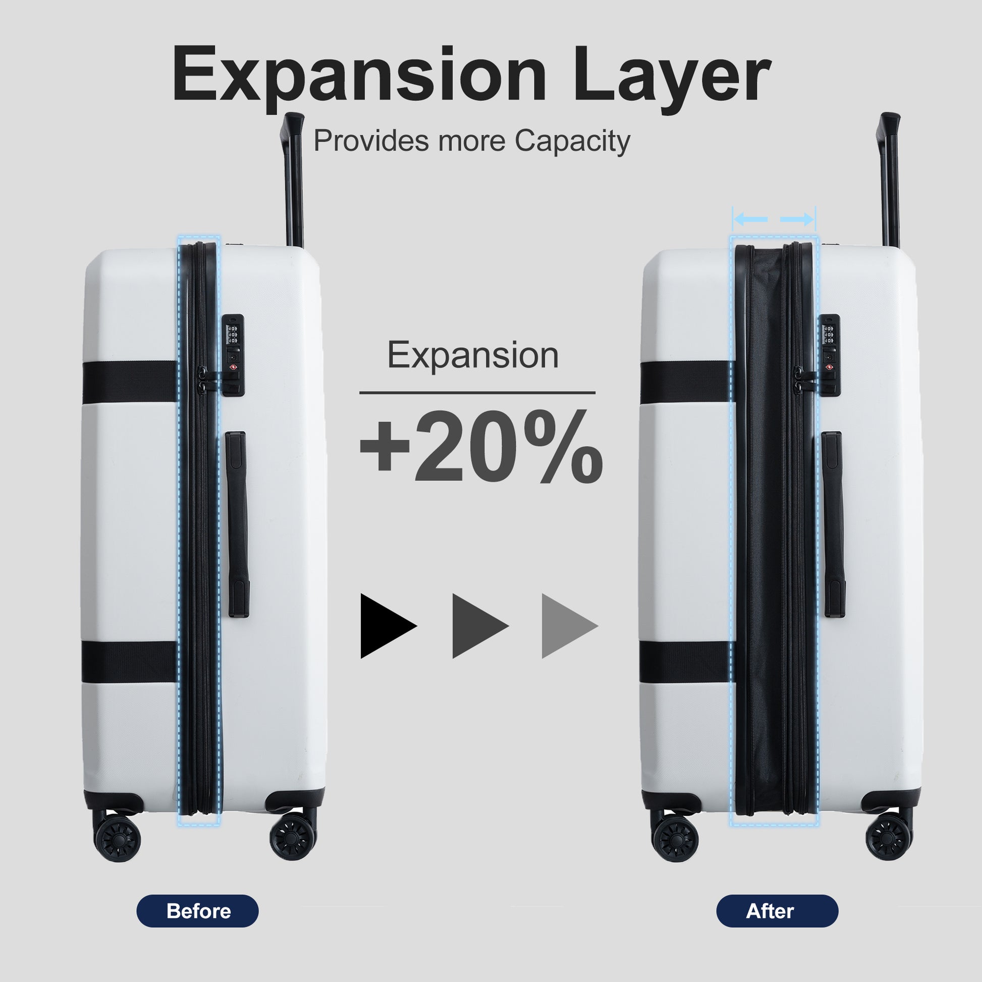 Luggage Sets Model Expandable Abs Pc 3 Piece Sets With Spinner Wheels Lightweight Tsa Lock 20 24 28 , White White Abs Pc