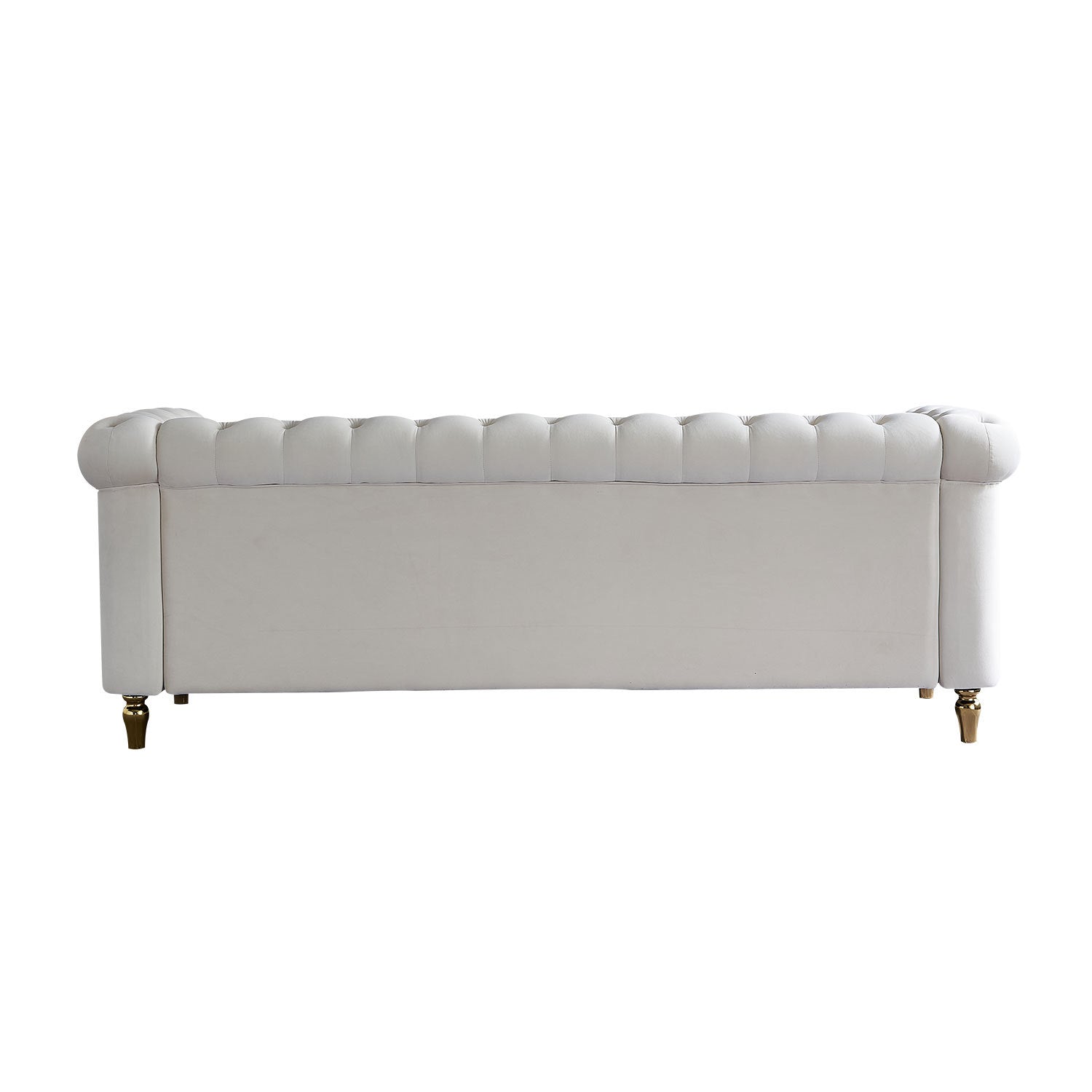 Chesterfield Velvet Sofa 84.65 Inch For Living Room Beige Color Beige Foam Velvet