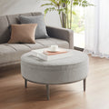 Upholstered Round Cocktail Ottoman With Metal Base 34
