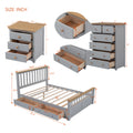 3 Pieces Bedroom Sets Queen Size Platform Bed With Nightstand Usb Charging Ports And Storage Chest,Gray Natrual Gray Solid Wood