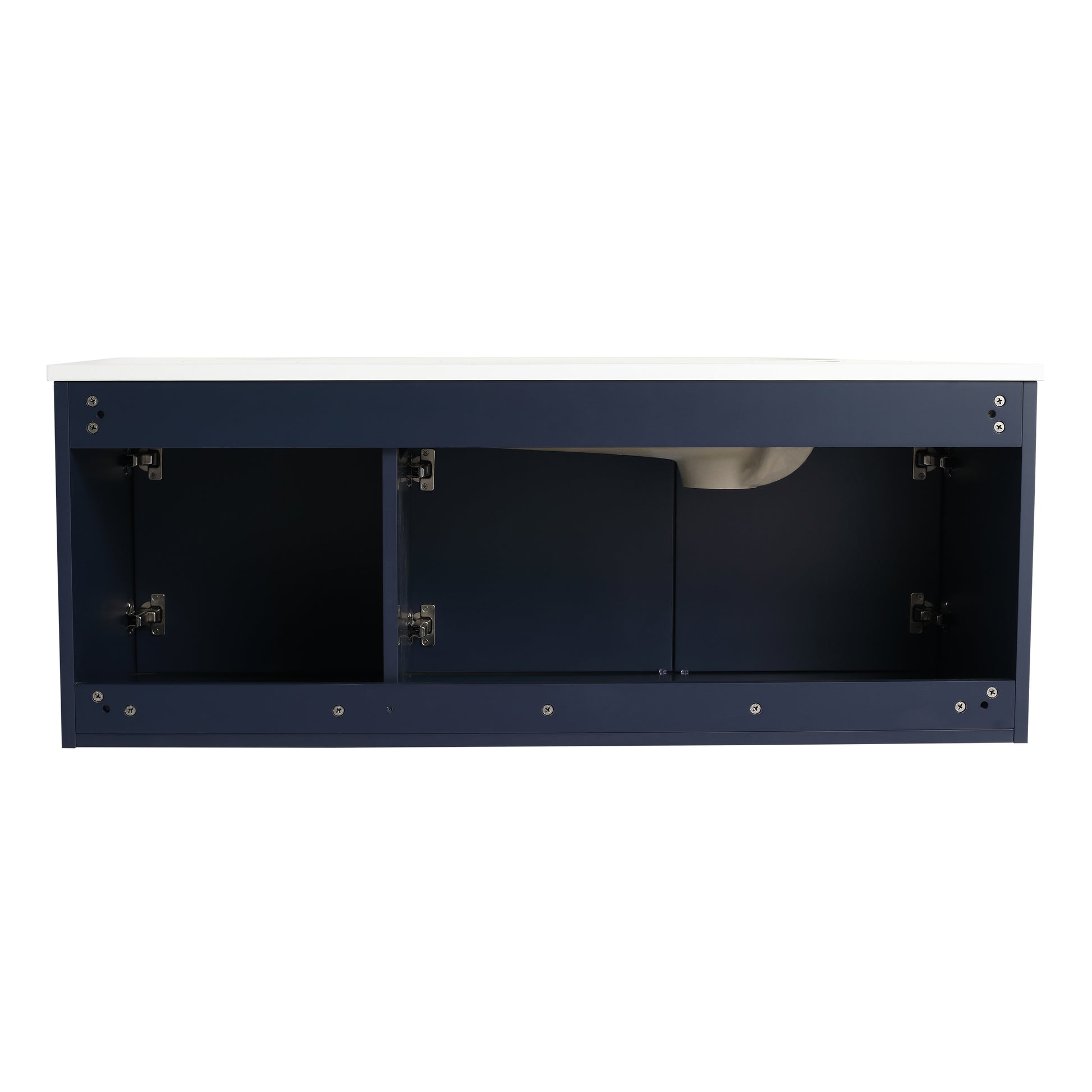 48" Floating Bathroom Vanity With Drop Shaped Resin Sink Navy Blue 3 Bathroom Wall Mounted Modern Plywood