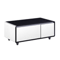 Modern Smart Coffee Table With Built In Fridge, Outlet Protection,Wireless Charging, Mechanical Temperature Control, Power Socket, Usb Interface And Ice Water Interface, White White Built In Outlets Or Usb Primary Living Space Luxury,Modern Freestanding