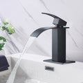 Waterfall Spout Bathroom Faucet,Single Handle Bathroom Vanity Sink Faucet Matte Black Stainless Steel