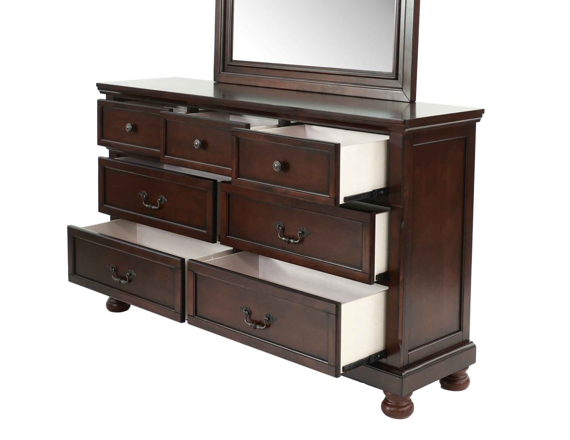 Dresser In Antique Cherry Dark Brown Wood