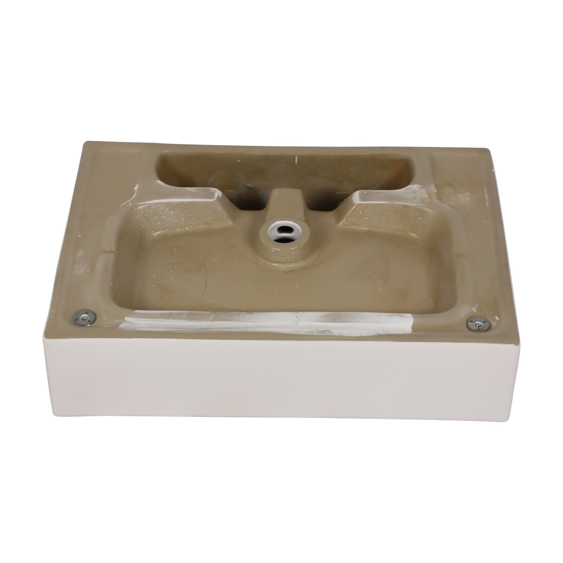 30" Bathroom Console Sink With Overflow,Ceramic Console Sink White Basin Gold Legs White Ceramic