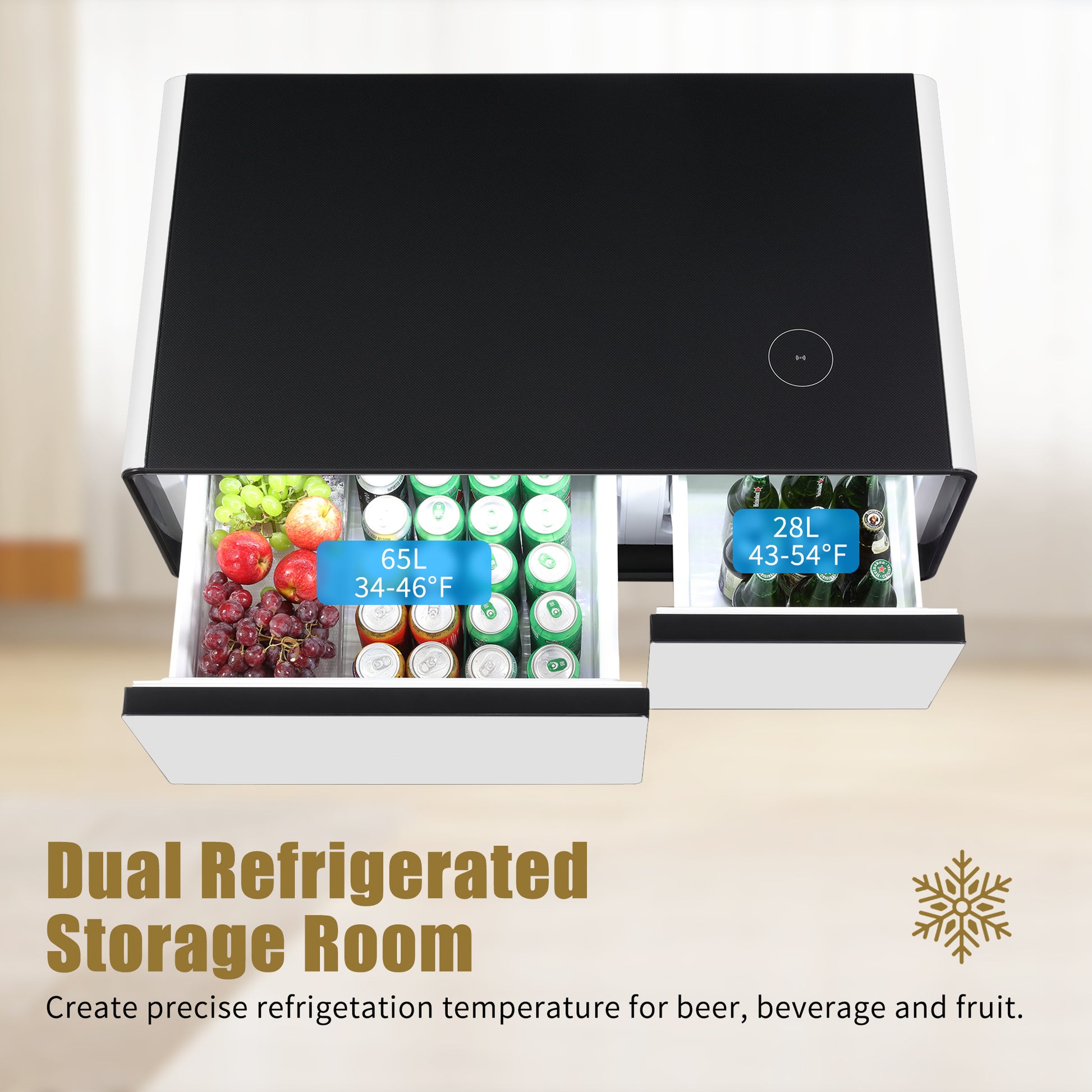 Modern Smart Coffee Table With Built In Fridge, Outlet Protection,Wireless Charging, Mechanical Temperature Control, Power Socket, Usb Interface And Ice Water Interface, White White Built In Outlets Or Usb Primary Living Space Luxury,Modern Freestanding