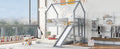 Twin Over Full House Bunk Bed With Slide And Built In Ladder, Full Length Guardrail, Gray Gray Pine