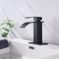 Waterfall Spout Bathroom Faucet,Single Handle Bathroom Vanity Sink Faucet Matte Black Stainless Steel