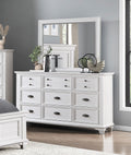 White Finish 1Pc Dresser Of 9X Drawers Traditional Framing Wooden Bedroom Furniture White Wood