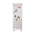 Glass Display Cabinet With 3 Shelves, One Door Curio Cabinets For Living Room, Bedroom, Office, White Floor Standing Glass Bookshelf, Quick Installation White Glass