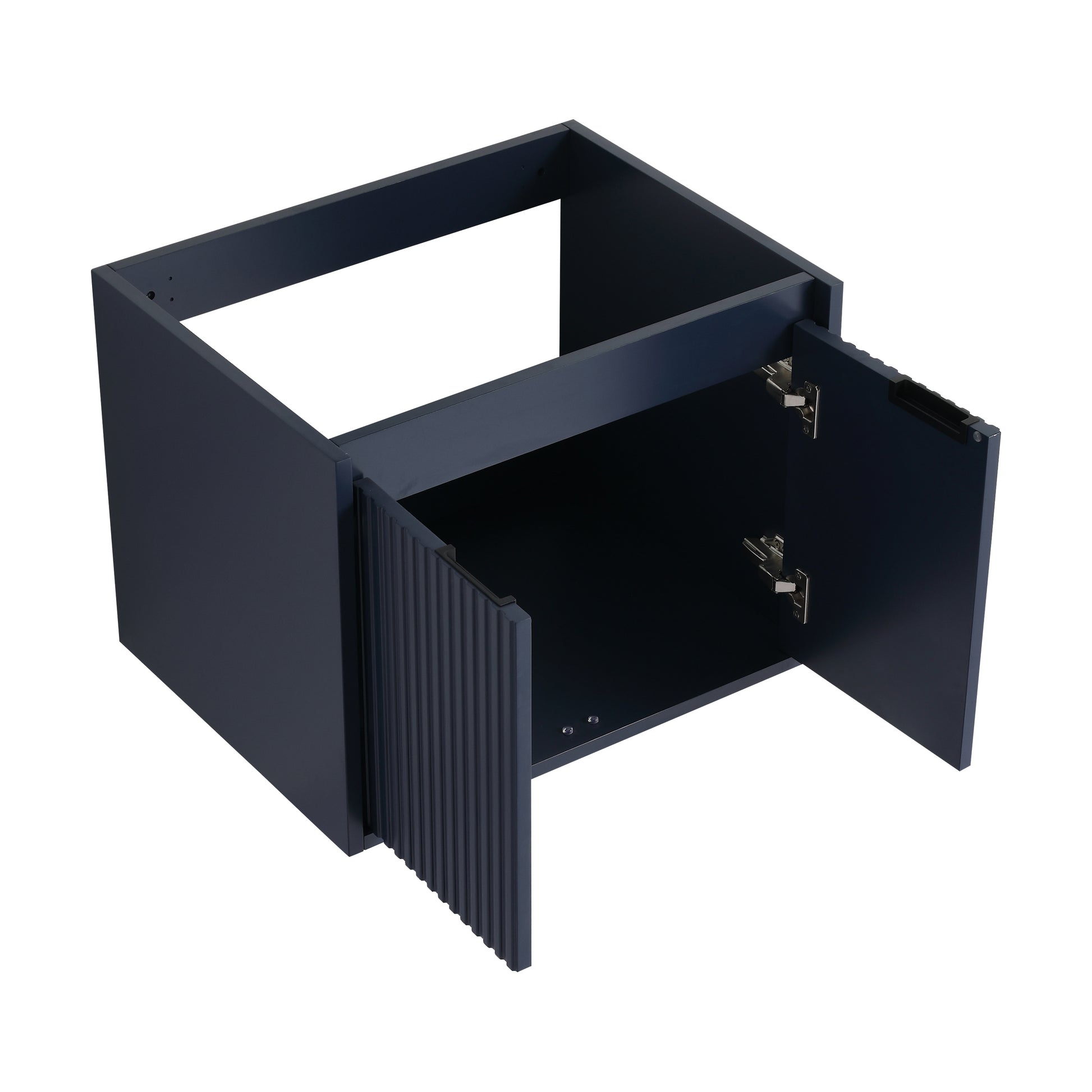 24" Floating Bathroom Vanity With Drop Shaped Resin Sink Navy Blue 2 Bathroom Wall Mounted Modern Plywood