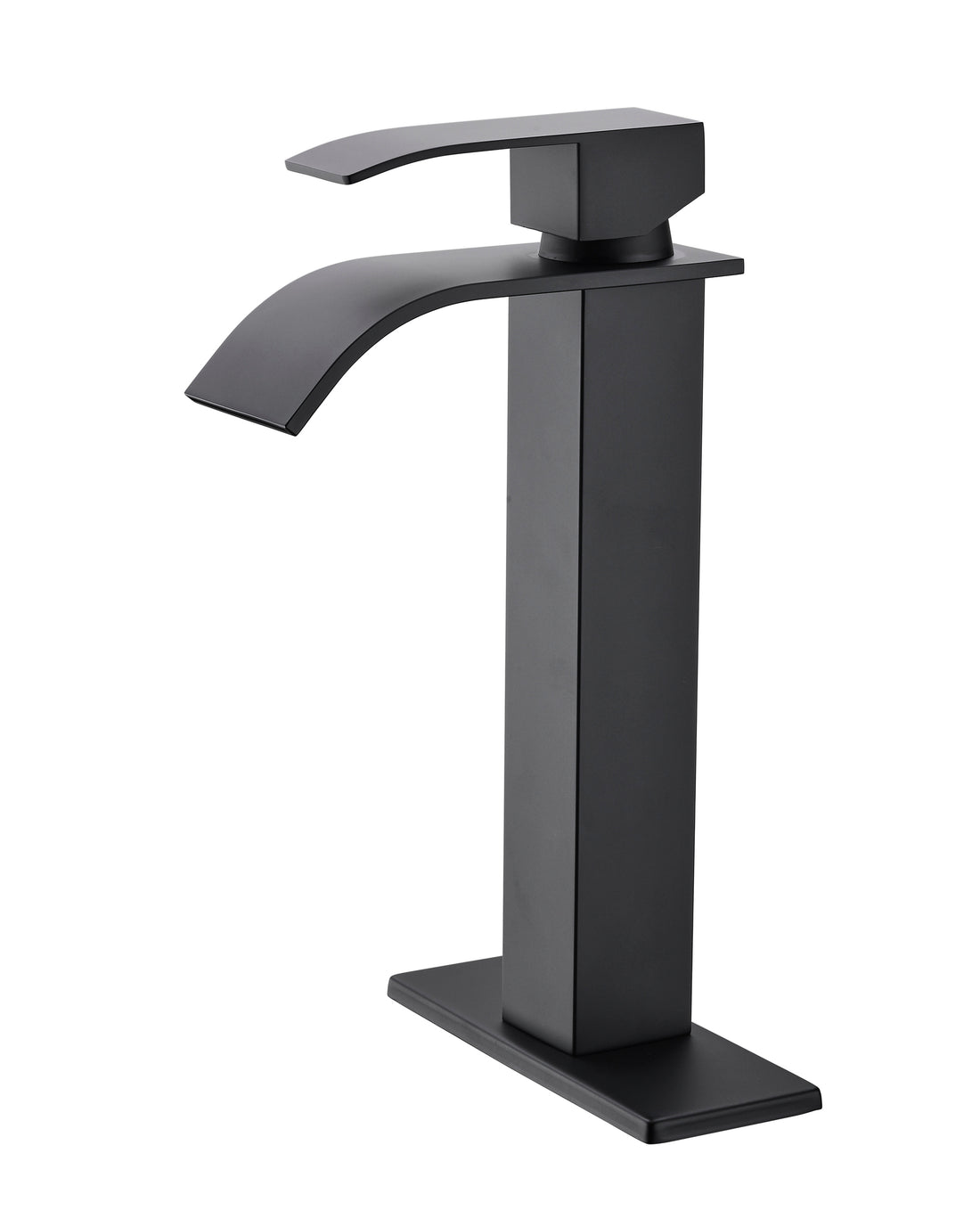 Waterfall Spout Bathroom Faucet,Single Handle Bathroom Vanity Sink Faucet Matte Black Stainless Steel