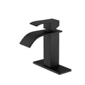 Waterfall Spout Bathroom Faucet,Single Handle Bathroom Vanity Sink Faucet Matte Black Stainless Steel