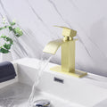 Waterfall Spout Bathroom Faucet,Single Handle Bathroom Vanity Sink Faucet Gold Stainless Steel