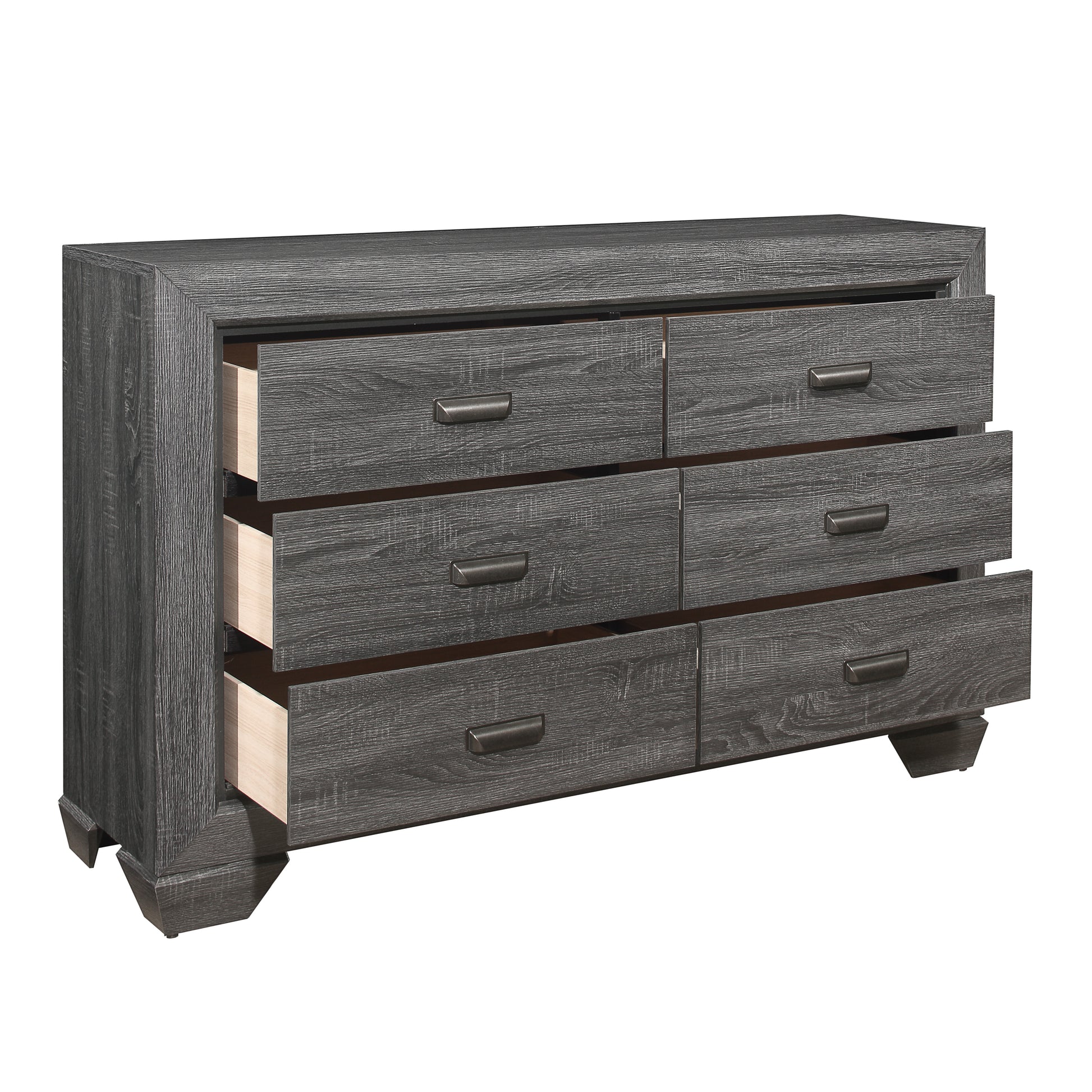 Wooden Bedroom Furniture Gray Finish 1Pc Dresser Of 6X Drawers Contemporary Design Rustic Aesthetic Gray 6 Wood