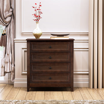 Solid Wood Spray Painted Drawer Dresser Bar,Buffet Tableware Cabinet Lockers Buffet Server Console Table Lockers, Retro Round Handle, Applicable To The Dining Room, Living Room,Kitchen Corridor,Auburn 3 4 Drawers Auburn Brown Primary Living Space Solid