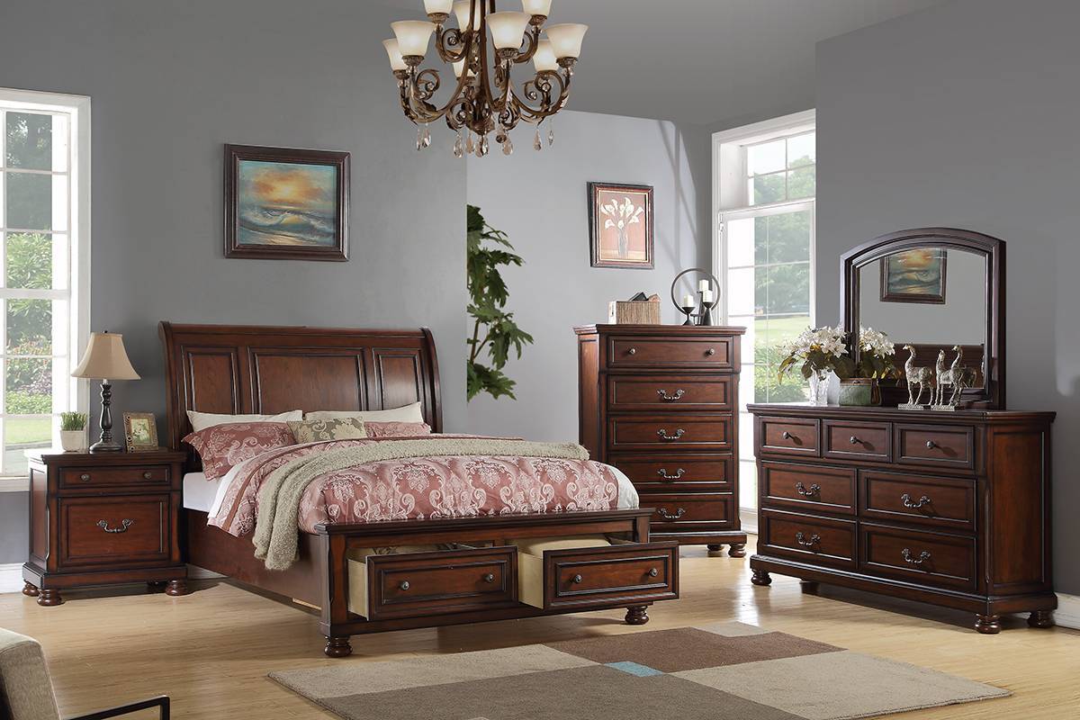 Mirror In Antique Cherry Dark Brown Wood