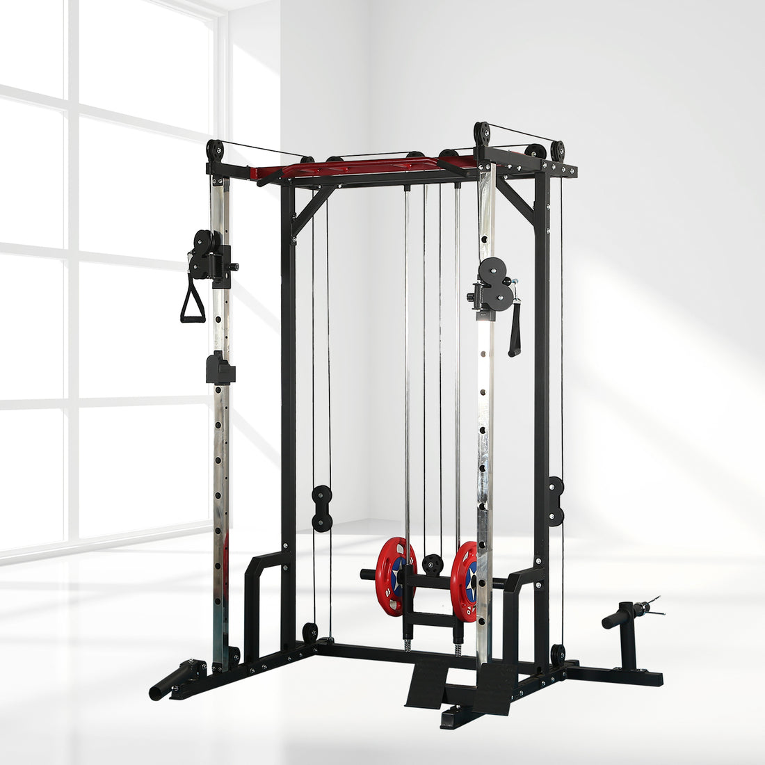 Power Cage With Lat Pulldown And Weight Storage Rack Optional Weight Bench, 1400 Lb Capacity Power Rack For Home And Garage Gyms, Multiple Accessory Squat Racks For Full Body Workouts Orange Steel