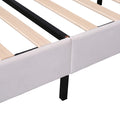 Full Size Upholstered Platform Bed With Flower Pattern Velvet Headboard, Beige Beige Velvet