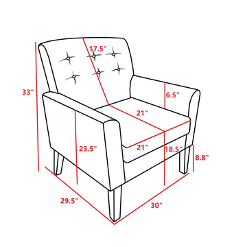 Fabric Accent Chair For Living Room, Bedroom Button Tufted Upholstered Comfy Reading Accent Chairs Sofa Beige Beige Brown Primary Living Space American Design Foam Fabric