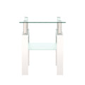 1 Piece Modern Tempered Glass Tea Table Coffee Table End Table, Square Table For Living Room, Transparent White White Tempered Glass