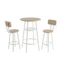 Bar Table, Equipped With 2 Bar Stoolswith Backrest And Partition White Oak Mdf