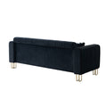 Modern Velvet Sofa 85.04 Inch For Living Room Black Color Black Velvet Wood Tufted Back Modern Square Arms Foam Velvet 2 Seat