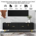 Modern Tv Stand With 5 Champagne Legs Durable, Stylish And Spacious, Tvs Up To 75'' Black 70 79 Inches Mdf