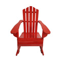 Reclining Wooden Outdoor Rocking Adirondack Chair, Red Red Solid Wood