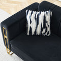 Modern Velvet Sofa 85.04 Inch For Living Room Black Color Black Velvet Wood Tufted Back Modern Square Arms Foam Velvet 2 Seat