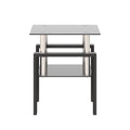 1 Piece Modern Tempered Glass Tea Table Coffee Table End Table, Square Table For Living Room, Black Black Tempered Glass