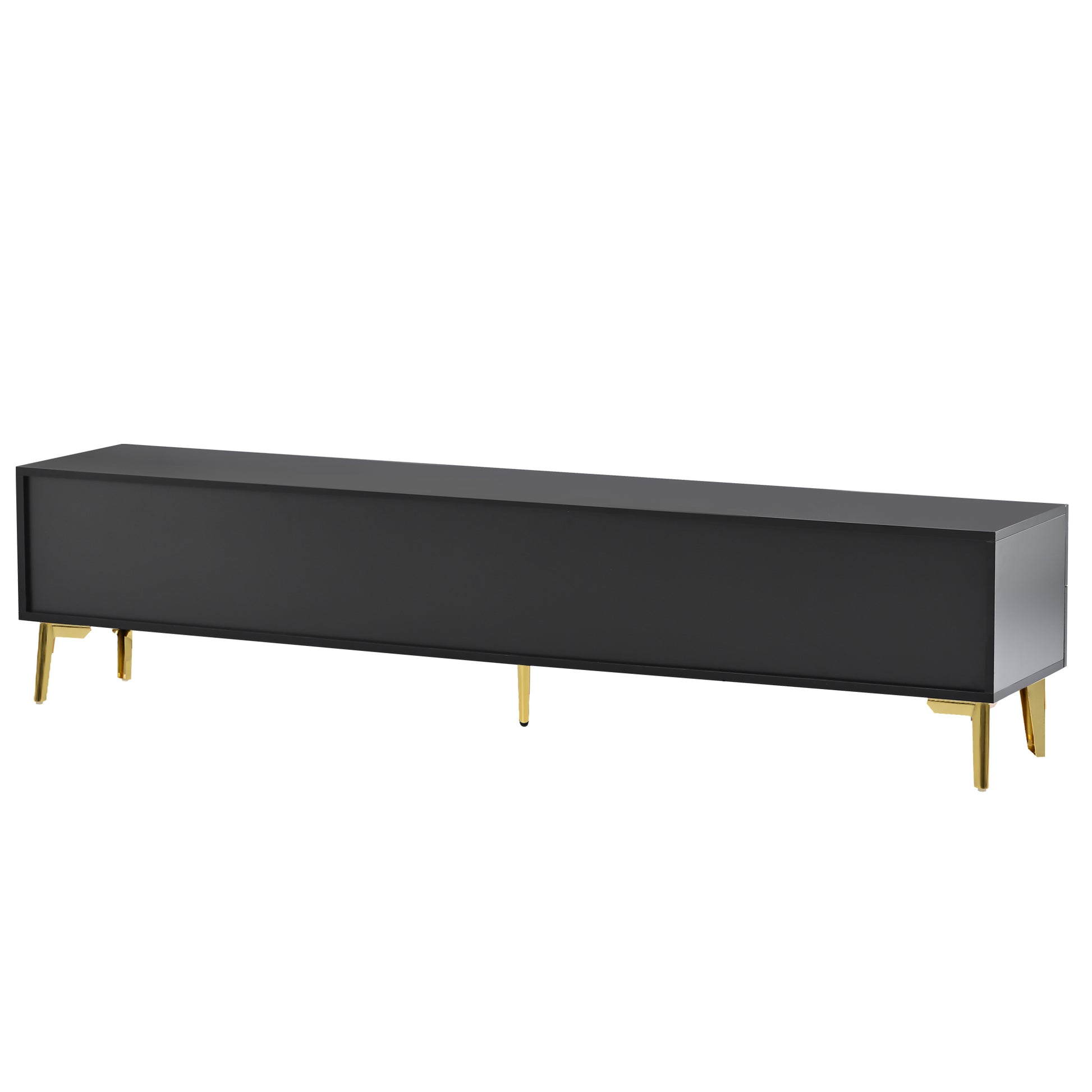 Modern Tv Stand With 5 Champagne Legs Durable, Stylish, Spacious, Versatile Storage Tvs Up To 77" Black Black Mdf