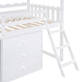 Twin Size House Bed With Cabinet And Drawers, White White Plywood