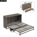 Queen Size Murphy Bed With Built In Charging Station, Antique Grey Box Spring Not Required Queen Antique Gray Wood Pine Wood