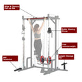 Power Cage With Lat Pulldown And Weight Storage Rack Optional Weight Bench, 1400 Lb Capacity Power Rack For Home And Garage Gyms, Multiple Accessory Squat Racks For Full Body Workouts Orange Steel